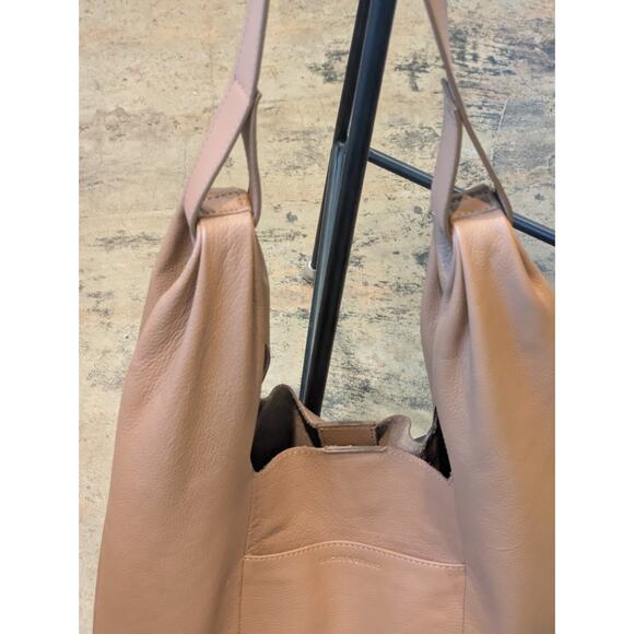 Lucky Brand Large Leather Satchel Tote VACHETTA Brown 0313DM0124 Chic Hobo - Picture 8 of 13